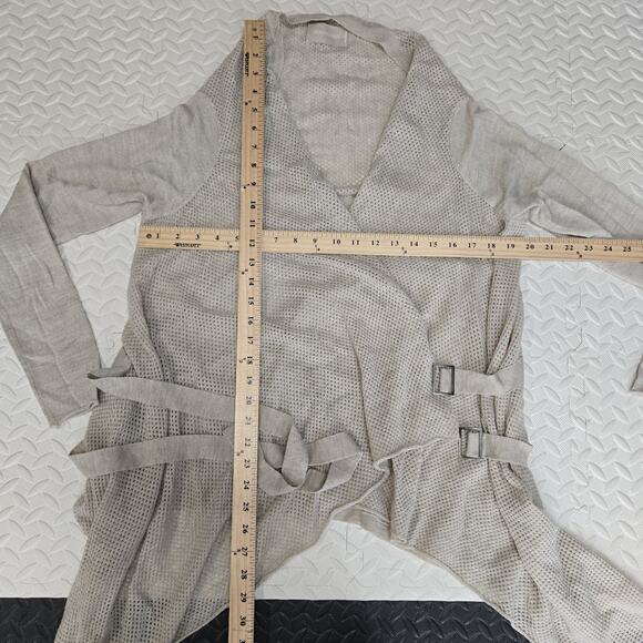 Zadig & Voltaire Cardigan Sweater Womens Neutrals Beige Buckles Scarf Hem - Picture 7 of 9